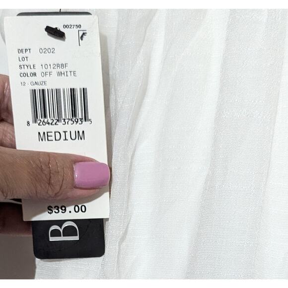 BCX Skirt Size Medium Off White Gauze Ruffle Faux Wrap Boho Summer Lined Midi - Picture 5 of 10